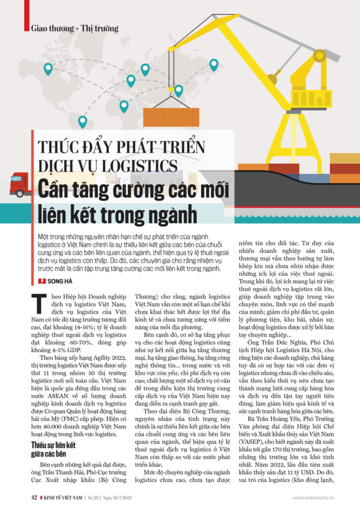 Thúc đẩy phát triển dịch vụ logistics: Cần tăng cường các mối liên kết trong ngành 3 42 43 1